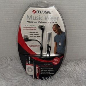 Black Earbud Headphones for iPod Nano Earphone Lanyard with Clear Case